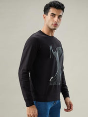 Parx Black Print Pattern Men Sweatshirt