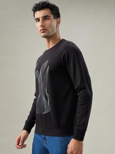 Parx Black Print Pattern Men Sweatshirt