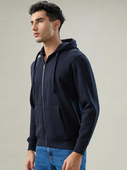 Parx Blue Solid Pattern Men Sweatshirt