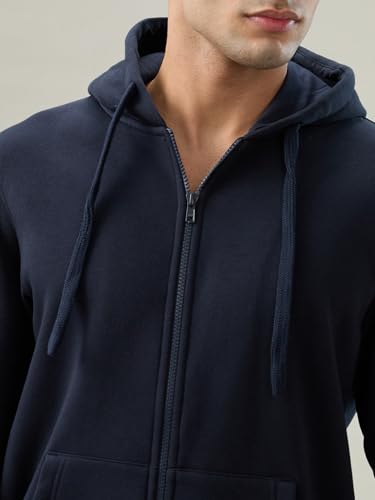 Parx Blue Solid Pattern Men Sweatshirt