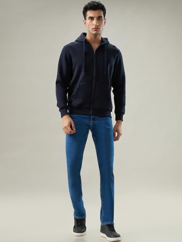 Parx Blue Solid Pattern Men Sweatshirt