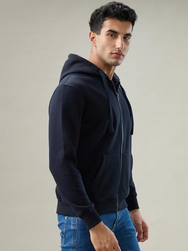 Parx Blue Solid Pattern Men Sweatshirt