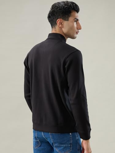Parx Black Solid Pattern Men Sweatshirt