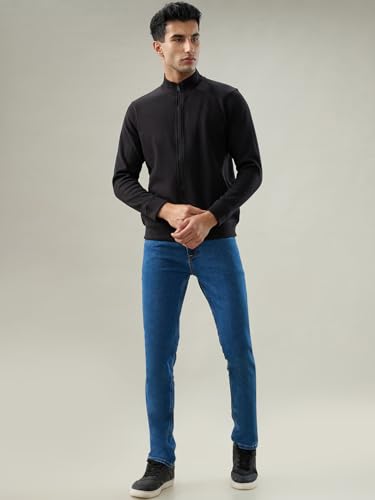 Parx Black Solid Pattern Men Sweatshirt