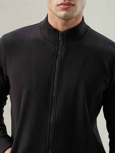 Parx Black Solid Pattern Men Sweatshirt