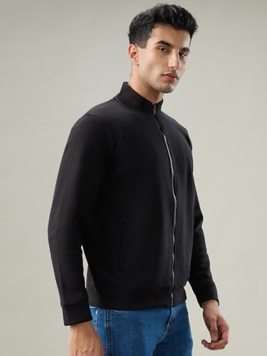Parx Black Solid Pattern Men Sweatshirt