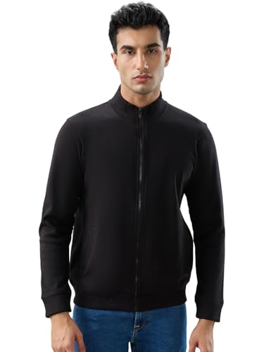 Parx Black Solid Pattern Men Sweatshirt