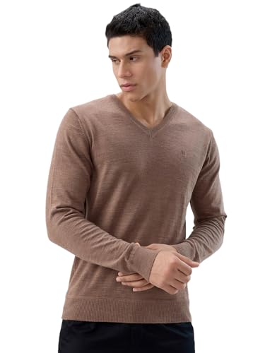 Raymond Men Regular Fit Solid Pattern Marino Wool Acryalic Blend Rib Collar Full Sleeve Casual Sweater