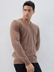 Raymond Men Regular Fit Solid Pattern Marino Wool Acryalic Blend Rib Collar Full Sleeve Casual Sweater
