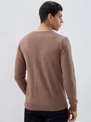 Raymond Men Regular Fit Solid Pattern Marino Wool Acryalic Blend Rib Collar Full Sleeve Casual Sweater