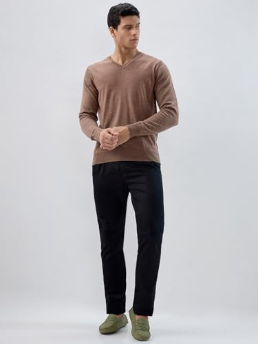 Raymond Men Regular Fit Solid Pattern Marino Wool Acryalic Blend Rib Collar Full Sleeve Casual Sweater