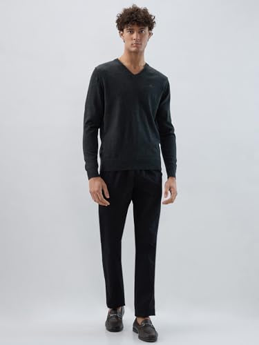 Raymond Men Regular Fit Solid Pattern Marino Wool Acryalic Blend Rib Collar Full Sleeve Casual Sweater