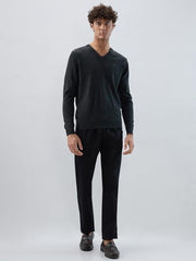 Raymond Men Regular Fit Solid Pattern Marino Wool Acryalic Blend Rib Collar Full Sleeve Casual Sweater