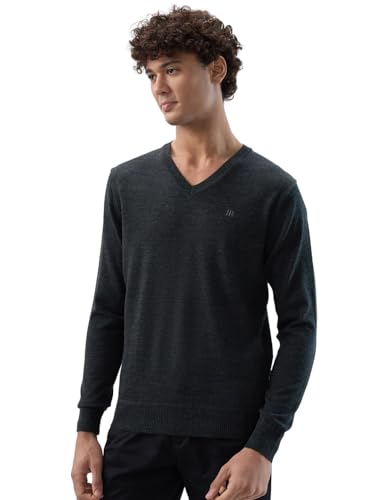 Raymond Men Regular Fit Solid Pattern Marino Wool Acryalic Blend Rib Collar Full Sleeve Casual Sweater
