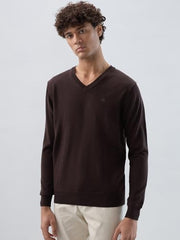 Raymond Men Regular Fit Solid Pattern Marino Wool Acryalic Blend Rib Collar Full Sleeve Casual Sweater