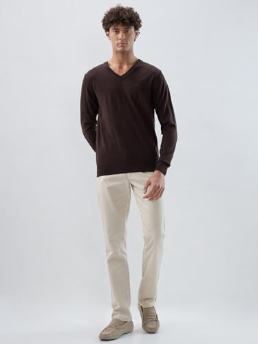 Raymond Men Regular Fit Solid Pattern Marino Wool Acryalic Blend Rib Collar Full Sleeve Casual Sweater