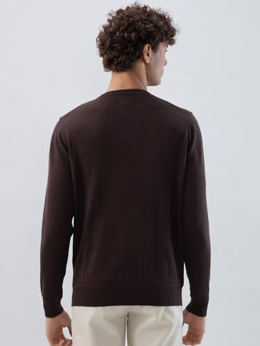 Raymond Men Regular Fit Solid Pattern Marino Wool Acryalic Blend Rib Collar Full Sleeve Casual Sweater