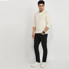 Raymond Men Contemporary Fit Solid Pattern Marino Wool Acryalic Blend Rib Collar Full Sleeve Casual Sweater
