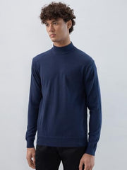 Raymond Men Contemporary Fit Solid Pattern Marino Wool Acryalic Blend Turtle Neck Full Sleeve Casual Sweater