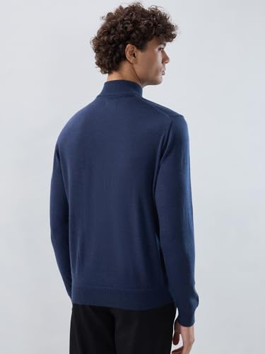 Raymond Men Contemporary Fit Solid Pattern Marino Wool Acryalic Blend Turtle Neck Full Sleeve Casual Sweater