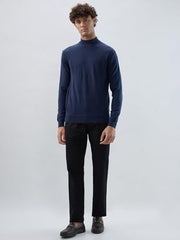 Raymond Men Contemporary Fit Solid Pattern Marino Wool Acryalic Blend Turtle Neck Full Sleeve Casual Sweater