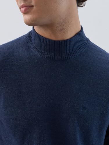 Raymond Men Contemporary Fit Solid Pattern Marino Wool Acryalic Blend Turtle Neck Full Sleeve Casual Sweater