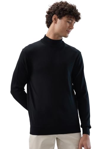 Raymond Men Contemporary Fit Solid Pattern Marino Wool Acryalic Blend Turtle Neck Full Sleeve Casual Sweater
