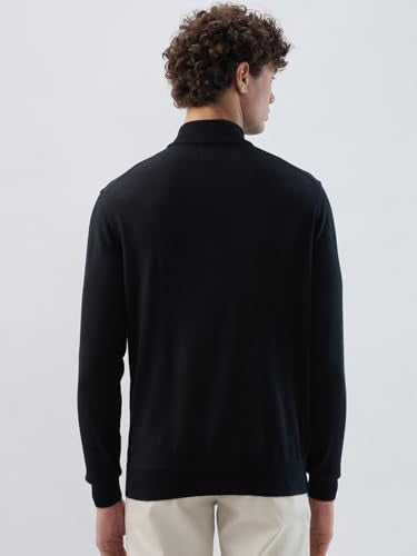 Raymond Men Contemporary Fit Solid Pattern Marino Wool Acryalic Blend Turtle Neck Full Sleeve Casual Sweater