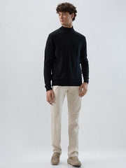 Raymond Men Contemporary Fit Solid Pattern Marino Wool Acryalic Blend Turtle Neck Full Sleeve Casual Sweater