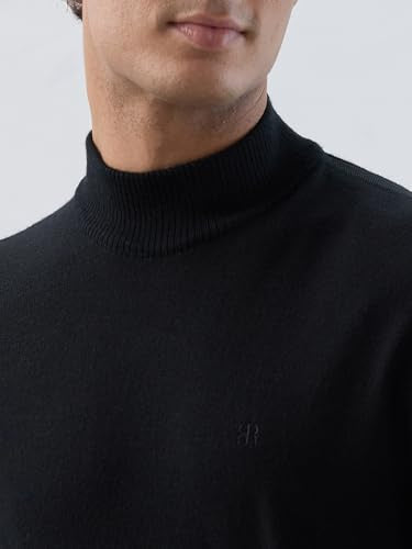 Raymond Men Contemporary Fit Solid Pattern Marino Wool Acryalic Blend Turtle Neck Full Sleeve Casual Sweater