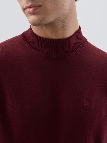 Raymond Men Contemporary Fit Solid Pattern Marino Wool Acryalic Blend Turtle Neck Full Sleeve Casual Sweater