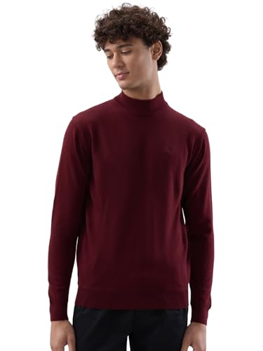 Raymond Men Contemporary Fit Solid Pattern Marino Wool Acryalic Blend Turtle Neck Full Sleeve Casual Sweater