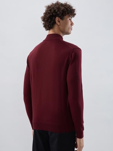 Raymond Men Contemporary Fit Solid Pattern Marino Wool Acryalic Blend Turtle Neck Full Sleeve Casual Sweater