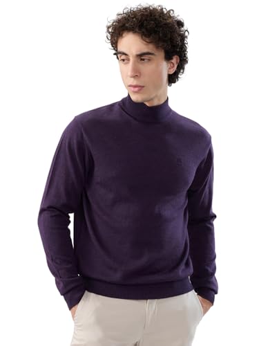 Raymond Men Contemporary Fit Solid Pattern Marino Wool Acryalic Blend Turtle Neck Full Sleeve Casual Sweater