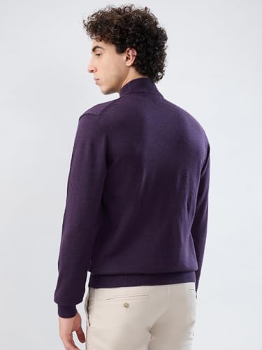 Raymond Men Contemporary Fit Solid Pattern Marino Wool Acryalic Blend Turtle Neck Full Sleeve Casual Sweater