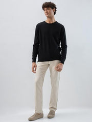 Raymond Men Regular Fit Solid Pattern Acrylic Wool Blend Round Neck Full Sleeve Casual Sweater Black