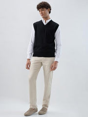 Raymond Men Regular Fit Solid Pattern Marino Wool Acryalic Blend V Neck Sleeveless Casual Sweater