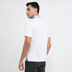 Park Avenue Men Regular Fit Print Pattern Pure Cotton Half Sleeve Polo Neck Casual T-Shirt Medium Grey