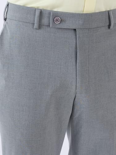 Park Avenue Men Slim Fit Solid Pattern Polyester Blend Flat Front Formal Trouser Dark Grey