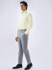 Park Avenue Men Slim Fit Solid Pattern Polyester Blend Flat Front Formal Trouser Dark Grey