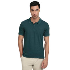Parx Men Regular Fit Structure Solid Pattern Cotton Polyester Blend Half Sleeve Polo Neck Casual T-Shirt