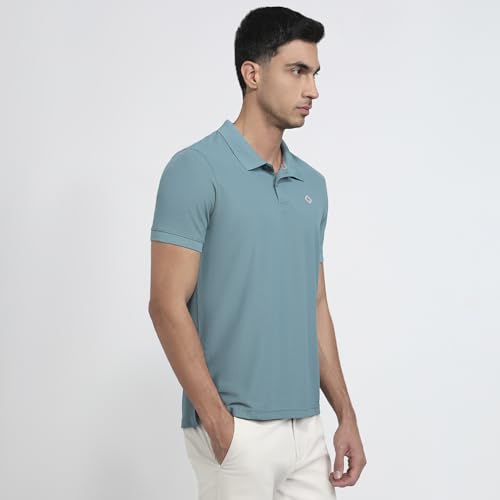 Parx Men Regular Fit Solid Pattern Pure Polyester Polo Neck Half Sleeve Straight Hem Casual T-Shirt