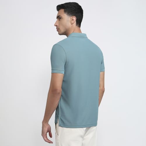 Parx Men Regular Fit Solid Pattern Pure Polyester Polo Neck Half Sleeve Straight Hem Casual T-Shirt