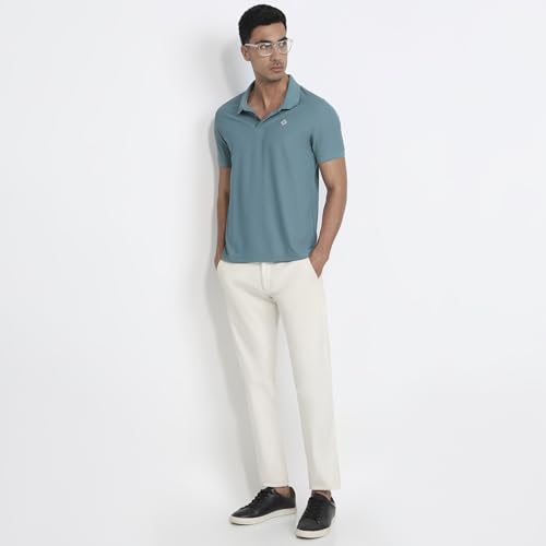 Parx Men Regular Fit Solid Pattern Pure Polyester Polo Neck Half Sleeve Straight Hem Casual T-Shirt