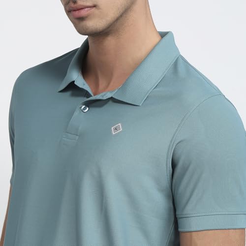 Parx Men Regular Fit Solid Pattern Pure Polyester Polo Neck Half Sleeve Straight Hem Casual T-Shirt