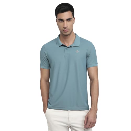 Parx Men Regular Fit Solid Pattern Pure Polyester Polo Neck Half Sleeve Straight Hem Casual T-Shirt