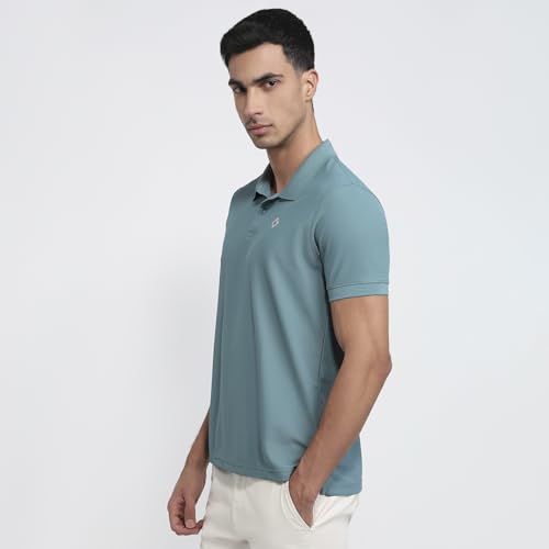 Parx Men Regular Fit Solid Pattern Pure Polyester Polo Neck Half Sleeve Straight Hem Casual T-Shirt