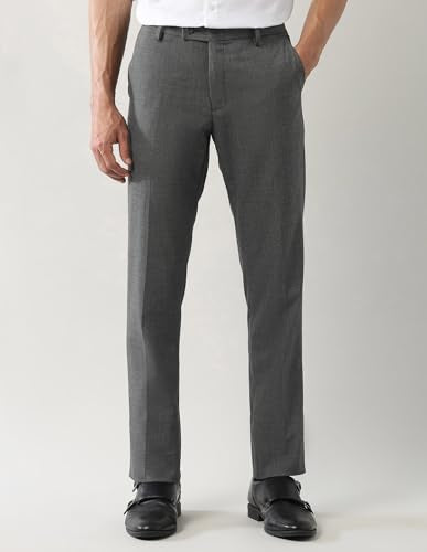Arrow Men's Solid Regular Fit Trousers Olive
