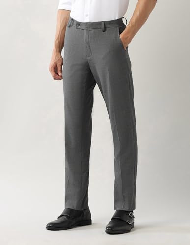 Arrow Men's Solid Regular Fit Trousers Olive