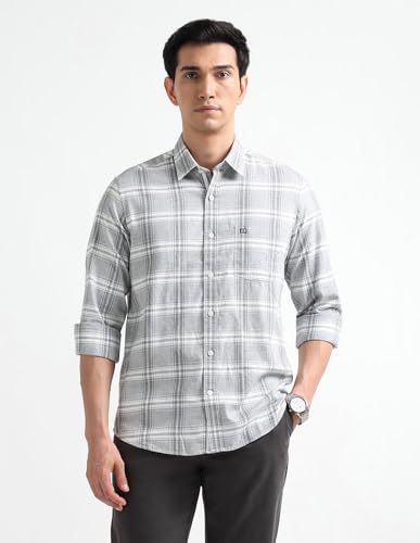 Arrow Sport Men's Grid Tattersall Checked Slim Fit Shirt